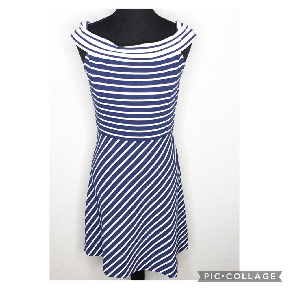 Vineyard Vines navy blue white striped boatneck dress size Small NWT